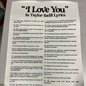 “I LOVE YOU” in Taylor Swift Lyrics Canvas Print